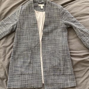 Blue Jacquard knit open front jacket